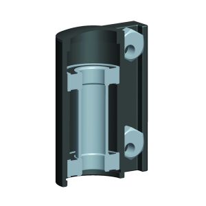 BEARINGHOUSE H66-d12 MM, 12.1-44.4-9.5 MM, BLACK ALU.-SIDE A WITH BEARINGS, 2 ECCENTRIC NUTS+DUST CAP-FOR QR FROM BUTTOM